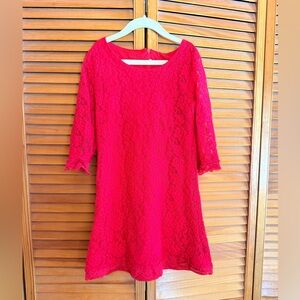 Bright Red Lace Shift Dress
